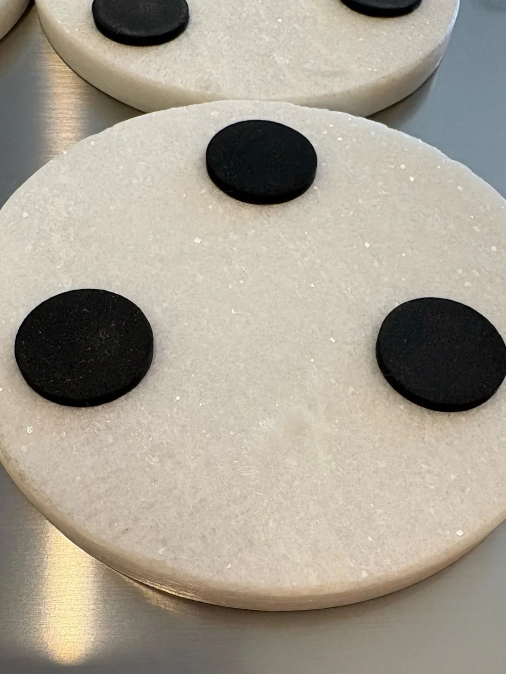 White Marble Round Coasters - Home Accents